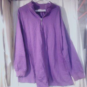 WOMAN WITHIN 3X 30/32  PURPLE,HALF ZIPPER LONG SLEEVE SHIRT New!